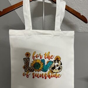 White Tote Bag with Colorful Graphic “For The Love Of Sunshine”